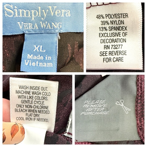 Vera Wang Womens Top XL Burnout Velvet Y2K Whimsigoth Fairy Grunge Mesh Burgundy - Picture 4 of 6